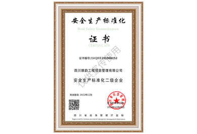 中天順韻安全生產(chǎn)標(biāo)準(zhǔn)化證書(shū)